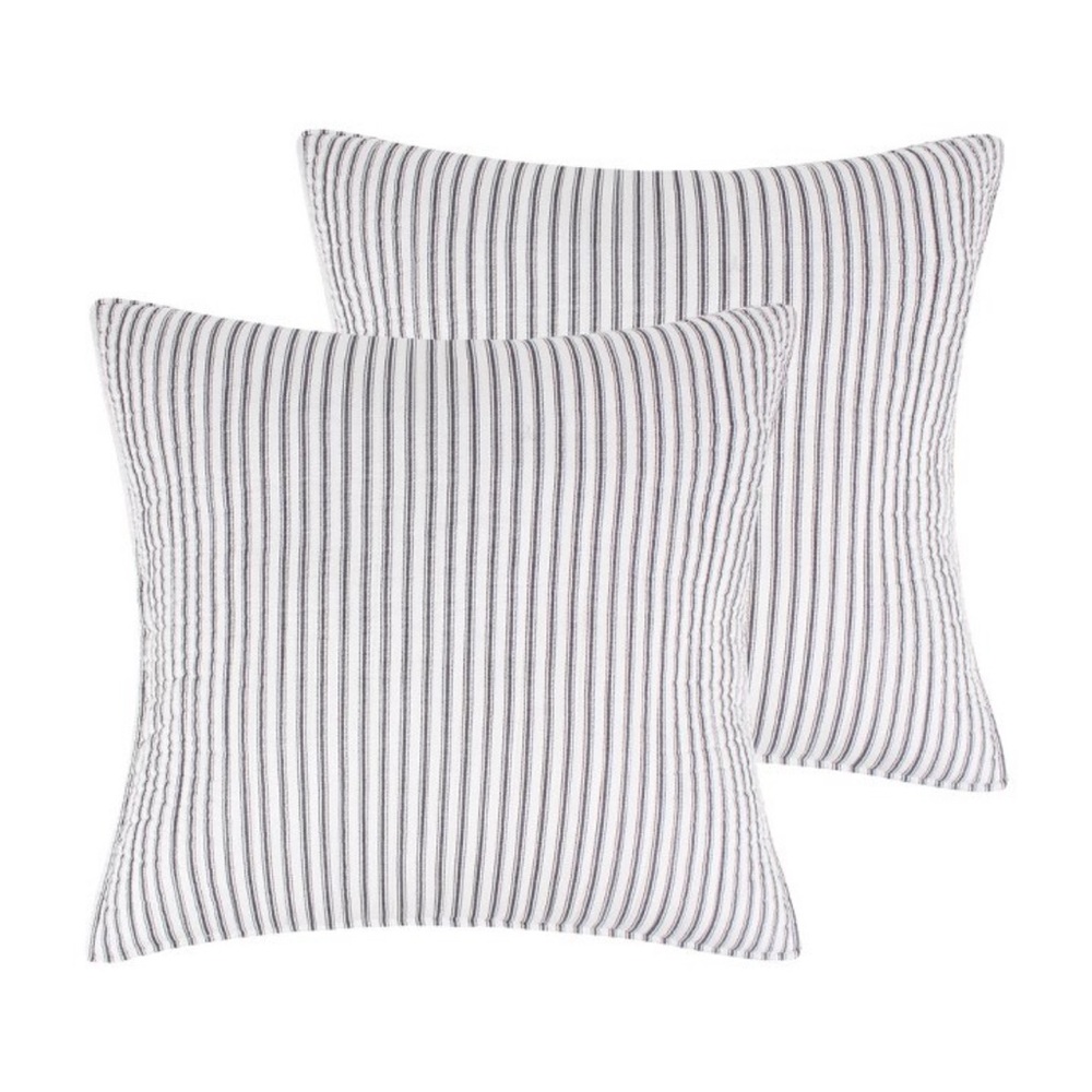 LEVTEX NWT 2pc Tobago stripe charcoal euro sham set